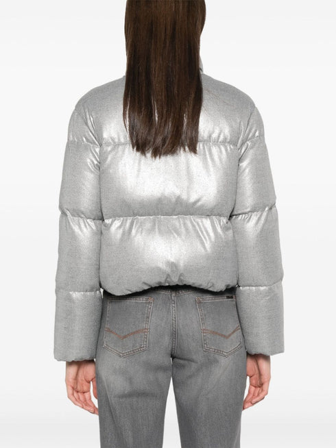 lamé-effect puffer jacket
